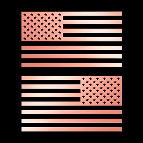 Image of American US Flag [Pick Color /Size] Vinyl Decal Sticker for Laptop /Car /Truck /Window /Bumper (10in Subdued Pair, Metallic Rose Gold)