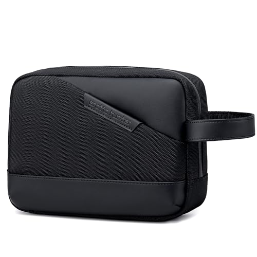 Arctic Hunter Small Toiletry Bag for Men Shaving Kits Bag A5 Size Water-Resistant Travel Pouch Bag Storage Wash Bag Handbag for Mobile Electronic Accessories, Black