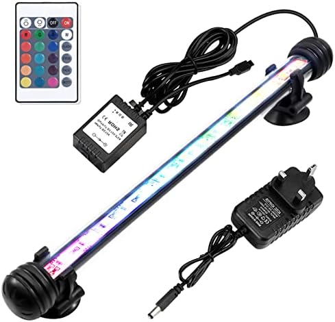 DOCEAN Aquarium Light, Submersible RGB Fish Tank Light with IR Remote Control, Color Changing LED Lamp, 2W/100-240V, Premium Acrylic Underwater Aquarium Lamp for Aquarium/Fish Tank( 7inch/18cm)