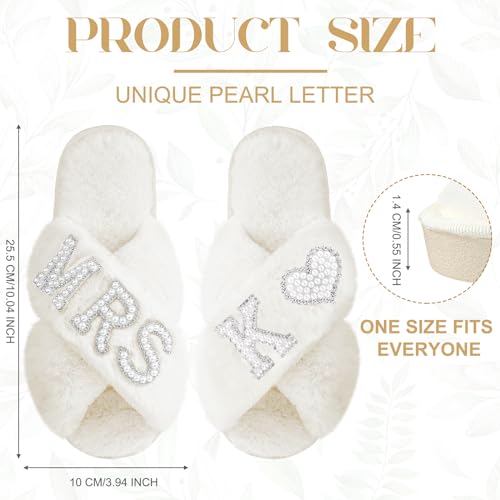 Image of Xtinmee Personalized Initial Wedding Bride Slipper Mrs Pearl Letter Makeup Bag Bachelorette Party Bridal Shower Wedding Gifts(K)