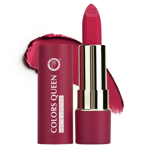Image of Colors Queen Lippie Creamy Matte Lipstick | Single Swipe Application, Long Lasting | Highly Pigmented, Lightweight Lipstick for Women Infused with Jojoba Oil and Vitamin E (12 - Plum Pretty, 5g)