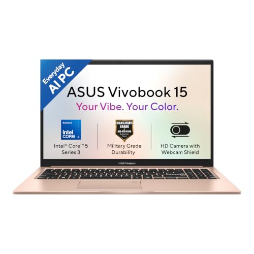 Image of ASUS Vivobook 15 (2026),Intel Core 5 320 (i5-14th Gen),Fingerprint Sensor,Intel iGPU,16GB /512GB,FHD,15.6 inch(39.6 cm),Windows 11,M365 Basic(1Y),Office 24,Terra Cotta,1.7 Kg,X1504MA-BQ426WS, AI Laptop