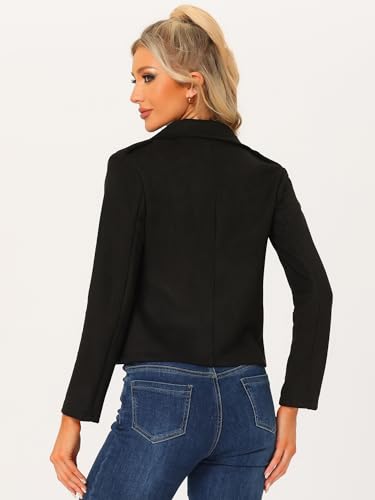 Allegra K Faux Suede Jackets for Women's 2024 Spring Casual Button Down Cropped Jacket3