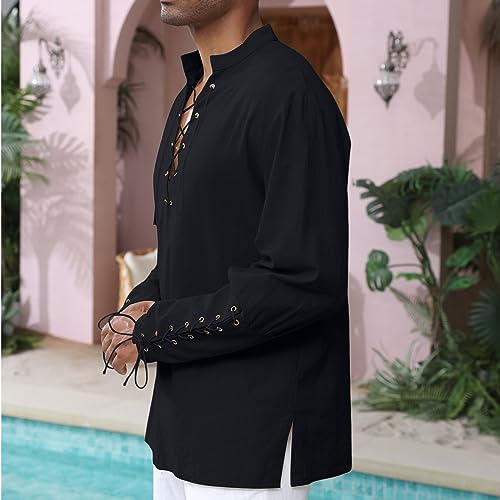 Image of CTU Men's Cotton Shirt Pirate Shirt Medieval Viking Renaissance Costume