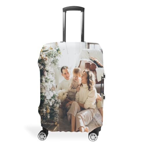 Custom Luggage Covers Personalized Suitcase Protector with Photo/Text Print, Durable Travel Suitcase Cover for Easy Identification (Fits 30-32")2