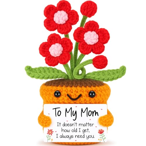 Mom Gifts from Daughter Son Mom Birthday Gifts - Handmade Crochet Flower - Birthday Gift Bonus Step...