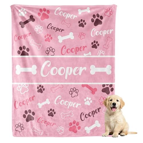 Personalized Dog Blanket Custom Pet Blankets with Name Customized Cat Blanket for Couch Sofa Bed Gifts for Small Medium Large Dog Dad Mom Birthday Christmas