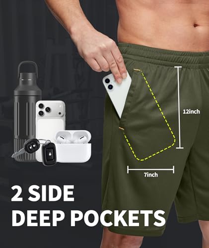 Little Beauty 3 Pack Mens Gym Basketball Shorts 9" Fast Dry Running Athletic Shorts with Pockets for Casual Workout Black Dark Gray Green 3XL - image 2