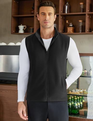 COOFANDY Men's Polar Fleece Vest Lightweight Sleeveless Zip Up Jacket Casual Outerwear Outdoor Golf Vests4