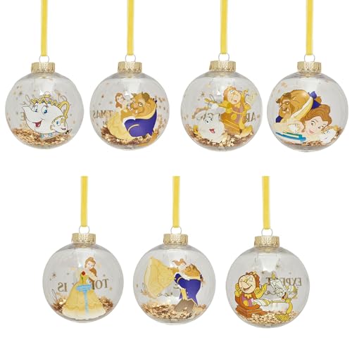 Disney – Set mit 7 Weihnachtskugeln – Die Schöne und das Biest...