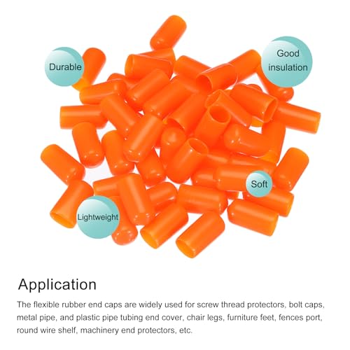 Image of MECCANIXITY 50pcs 10mm(3 /8 inch) Rubber End Caps Cover PVC Vinyl Screw Thread Protector Round Wire Shelf Caps for Screw Bolt Pipe Fence Post, Orange