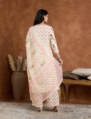 Image of Amazon Brand - Myx Women's Rayon Printed Kurta Set | Regular Fit | with Palazzo & Dupatta (Available in Plus Sizes)