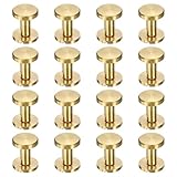 QUARKZMAN 16Pz Viti Chicago Ottone 13mm Altezza Vite a Testa Piatta Rivetti Legatura Chiodo Stud Rivetti Fissaggio per Artigianato Pelle Fai da Te Cintura Borsa Tracolla