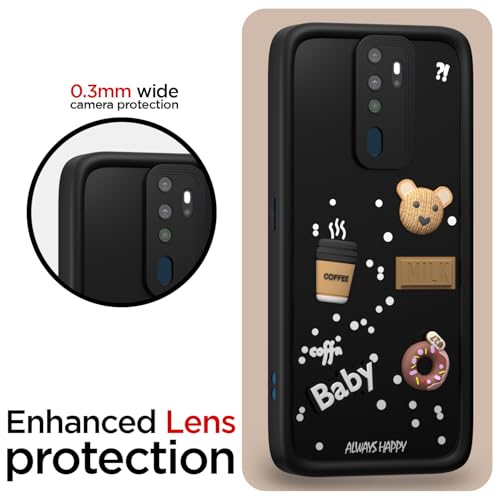 Image of Pikkme Back Cover for Oppo A5 2020 / A9 2020 | 3D Cartoon Silicone Case Cute & Fun Full Protective Bumper Cover (Black)