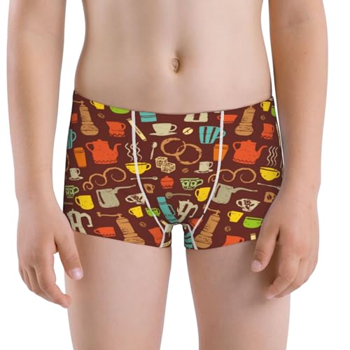 Boys' Cotton Boxer Brief Soft Underwear-Retro Coffee