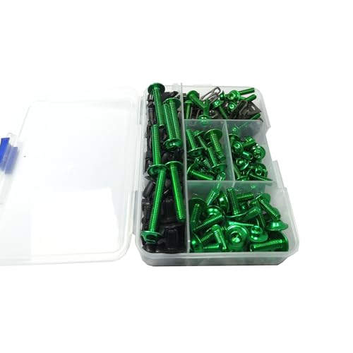 Image of 210pcs Motorcycle Fairing Bolts Kit for Sportbike Green | Aluminum M5 M6 Screws Rubber Well Nuts Fasteners for Fairing Windshield , Replacement for Yamaha Kawasaki BMW Suzuki Honda