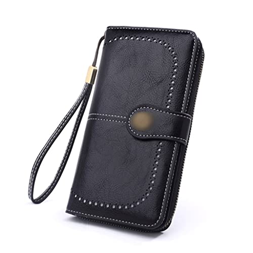 Portefeuille femme en cuir PU grand format avec poche téléphone et porte-cartes