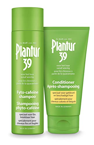 Starter Pack - Plantur 39 Fyto-Cafeïne Shampoo - speciaal voor fijn en breekbaar haar – 1x 250ml - & Conditioner – speciaal voor gekleurd en beschadigd haar – 1x 250ml
