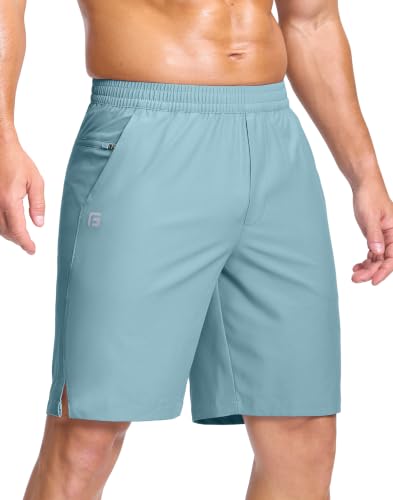 Image of GGJ Men's Lightweight Athletic Shorts with 2 Zipper Pockets 7 inch /9 inch /5 inch Gym Workout Running Quick Dry Tennis Shorts for Men