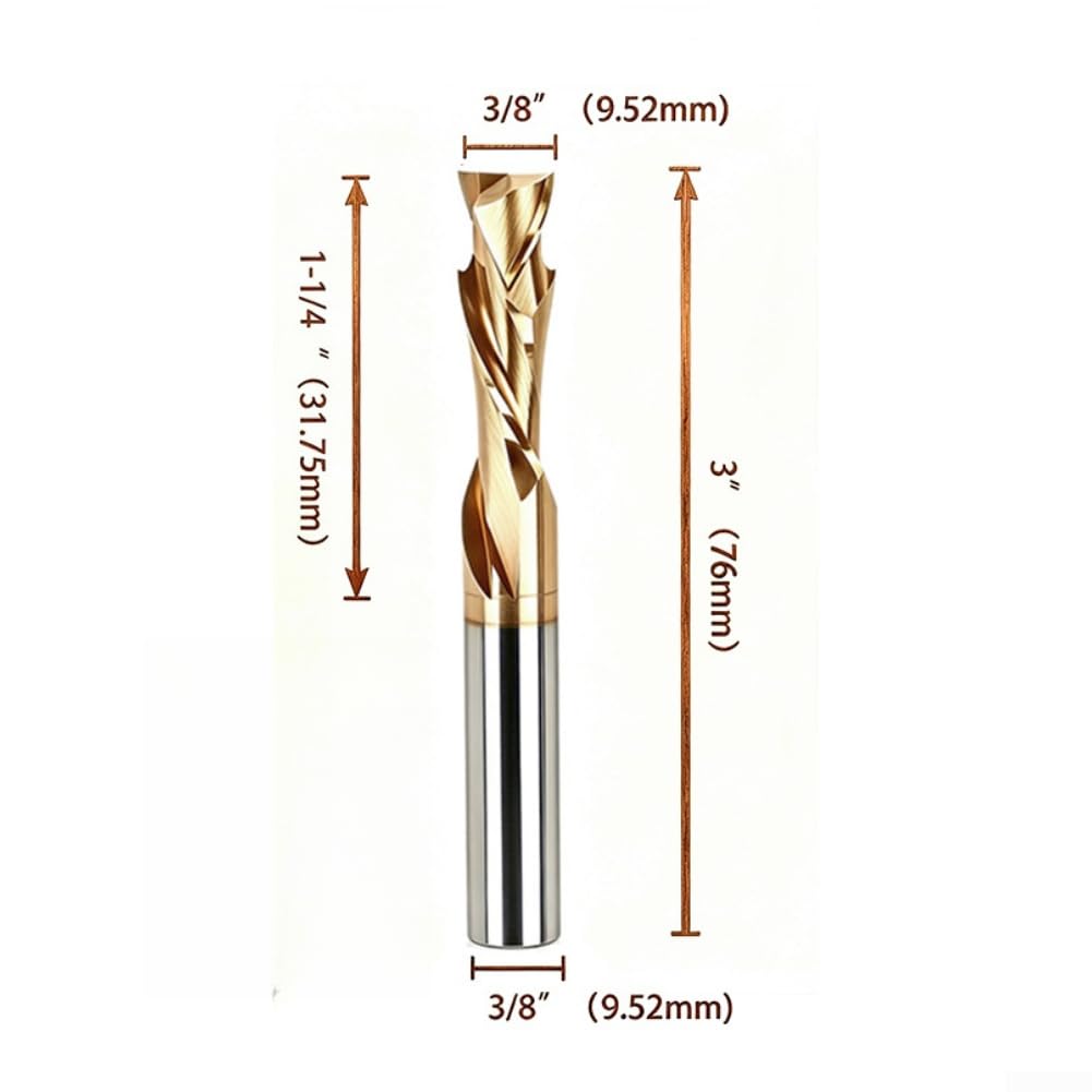 Fresa de Compresión CNC 3/8" para acero Carburo Recubierta Fresa(Gold)