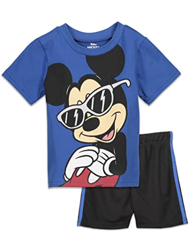 Disney Mickey Mouse Toddler Boys T-Shirt and Mesh Shorts Outfit Set Navy-Blue 4T