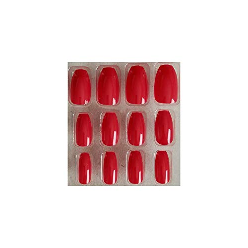 Pincel de uñas postizas + Adh Ivs, punta recta, forma de bailarina, color rojo