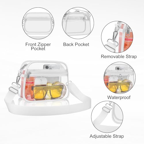 Image of Clear Bag for Stadium Events Clear Sports Fan Handbags Purses with Adjustbale Strap for Concerts Festivals Game Day