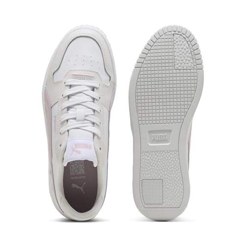 PUMA Puma Women's Carina Street Sneaker, Puma White-Rose Mauve-Feather Gray, 10.5