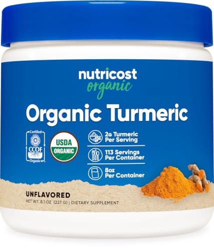 Image of Nutricost Organic Turmeric Root Powder 8 OZ, Certified USDA Organic | Food Grade, Gluten-Free, GMO-Free