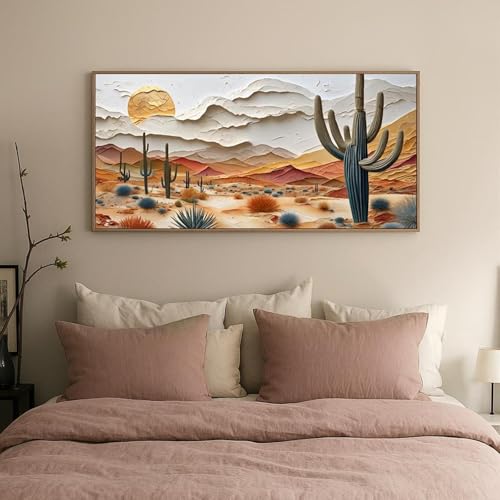 Impression sur toile cactus 50x100 cm avec cadre décoration salon