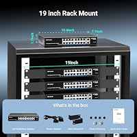 16 Port Gigabit PoE Switch Unmanaged, 16 Port PoE+@250W, 2 Gigabit Uplink Ports, NICGIGA 18 Port Gigabit Network Power Over Ethernet Switch, VLAN Modus, 19 Zoll Rackmontage, Plug and Play. – Ansicht 7