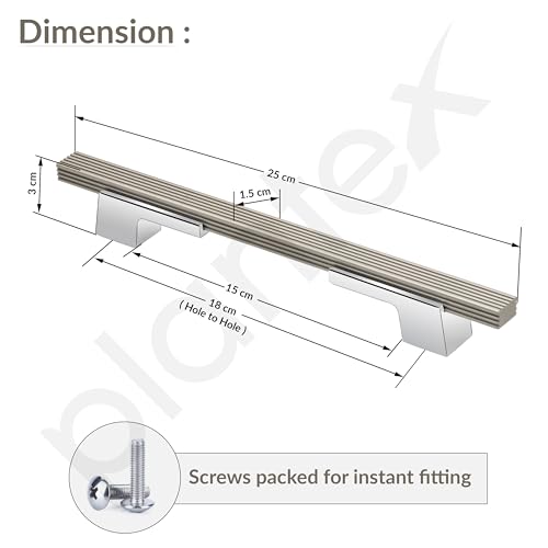 Image of Plantex Cabinet Handle /Kitchen Cabinet Door Handle /Wardrobe /160 mm Cupboard Handle /Door Pull-Push Handle for Home /Office - Pack of 2 (Satin White & Chrome)