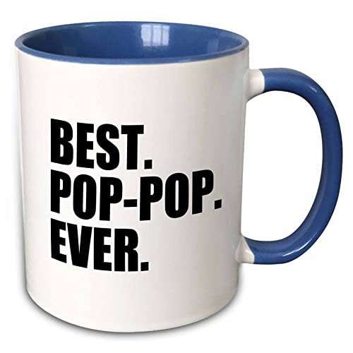 3dRose Best Pop-pop Ever - Grandad Grandpa nicknames 15oz Two-Tone Blue Mug