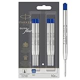 Parker Recambios de tinta para bolígrafos | punta mediana | tinta azul | paquete de 10