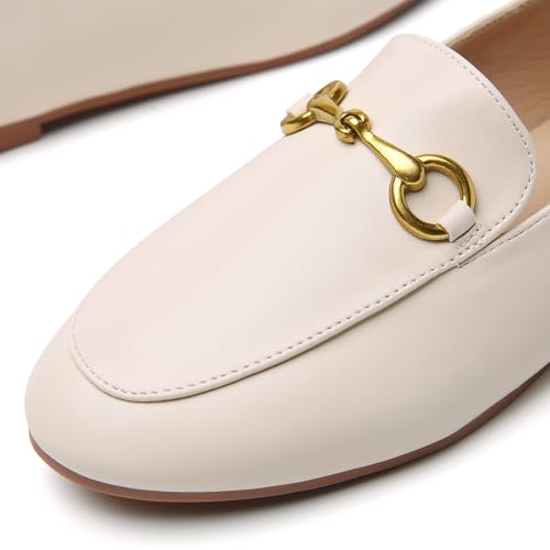 Image of Minorsu Buckle Loafers for Women Slip On Round Toe Dress Flats Business Casual Work Driving Shoes