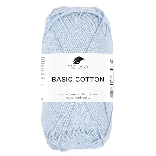 Pro Lana BASIC COTTON Baumwollgarn 50 g ideal für Kleidung, Spielzeug, Accessoires 125 m, Farbe:256 - babyblau