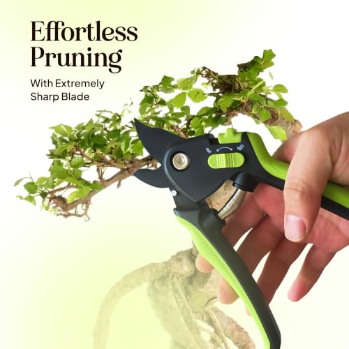 Image of Ultra Sharp Pruning Shears Hedge Clipper - Cuts 3X Easier, Dual-Size Opening, Weak Hand Arthritis Clippers, Rust-Resistant Pruner, Effortlessly Cuts