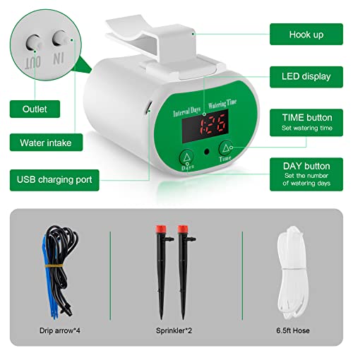 Automatic Watering System For Potted Plants Watering Devices Automatic Plant Waterer System With 4 Irrigation Drippers And 2 Sprinkler Chargeable #TOP1