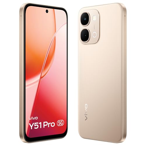Image of vivo Y51 Pro 5G (Golden Mist, 8GB RAM, 128GB Storage) with No Cost EMI /Additional Exchange Offers