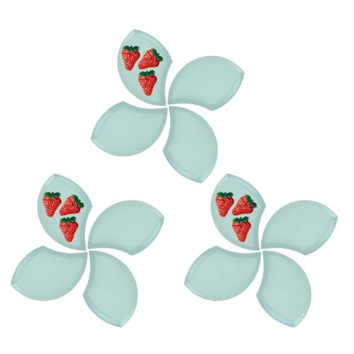 Image of Wheat Straw Unbreakable Appetizer Dessert Plates, Children's and Adult Cake Plate, Lightweight Small Petal-Shaped Plates for Snacks, Reusable Dipping Sauce Bowls. (Nordic Green, Pack of 12)