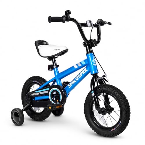 SmiloSprk 12 Inch Kids Bike BMX Style, Blue