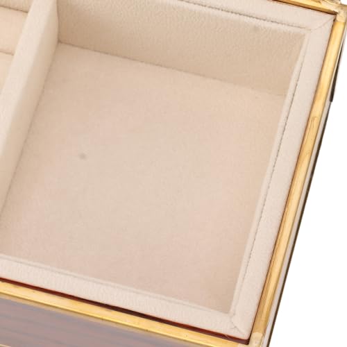KJAOYU Eleganckie białe i złote etui na biżuterię - przezroczysta pokrywa o dużej pojemności, ochronny miękki polar do podróży i użytku domowego