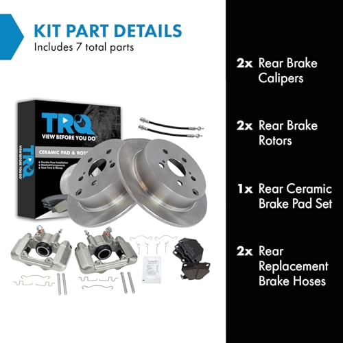 Image of TRQ Rear Brake Pad & Rotor Kit Ceramic Compatible with 2003-2006 Pontiac Vibe Toyota Matrix