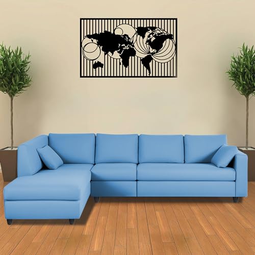 Image of Florian LHS 6 Seater L Shape Sofa Set for Living Room (Turquise Fabric) Premium Fabric Sofa
