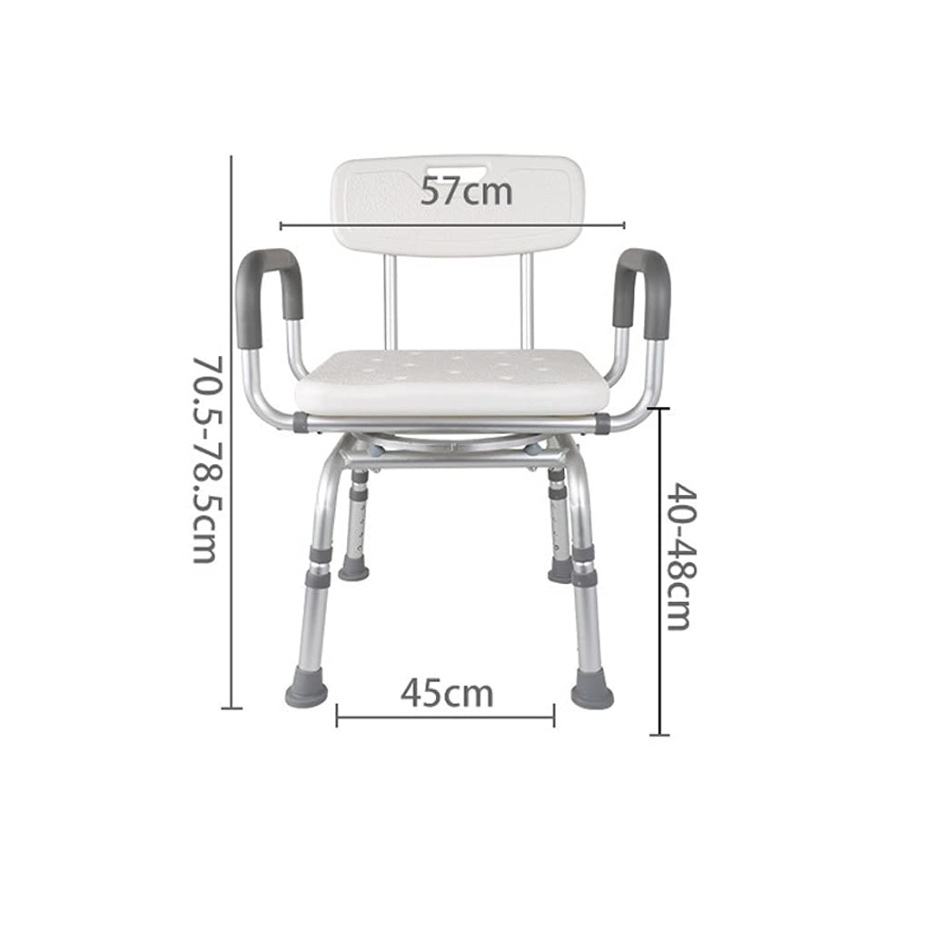 Silla De Ducha Asiento De Ducha Altura Ajustable Respaldo Antideslizante Reposabrazos Desmontables con Asiento Giratorio Asientos De Ducha para Adultos Discapacitados Soporta 150 Kg