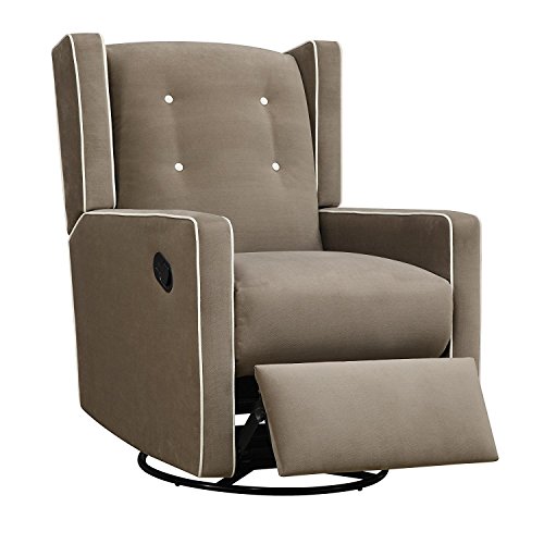 Image of Baby Relax Mikayla Upholstered Swivel Gliding Recliner, Mocha Microfiber