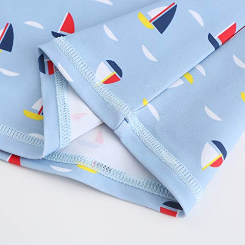 Image of Boys Long Sleeve Rash Guard Swim Trunk Swimsuits Kids Sun Protective Sunsuits Swimwear Set Sailing Boat Size 12 /10-12