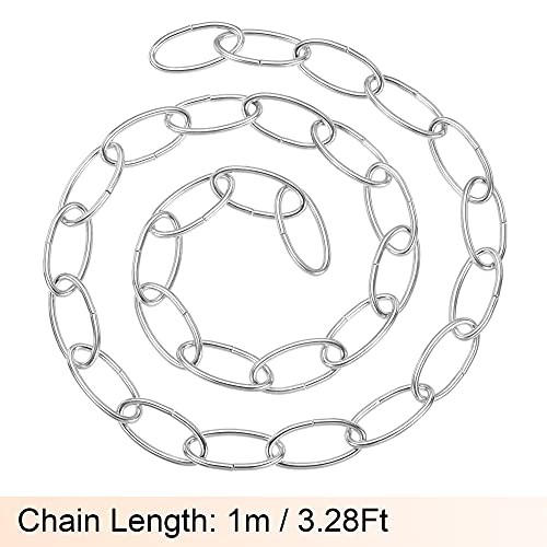 Image of MECCANIXITY Pendant Light Fixture Chains, 3mm Thick 1m Long Chandelier Hanging Links with Chain Connectors, Silver 1 Set