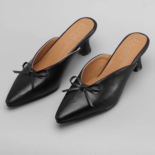 Kitten Heel Pointed Toe Mules Slip On Women Slippers4