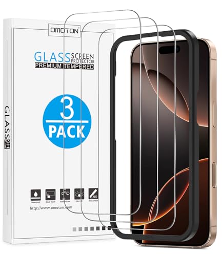OMOTON für iPhone 17/17 Pro und iPhone 16 Pro für Panzerglas [Full Screen] TOP Bruchsicherheit Schutzfolie für iPhone 17/17 Pro/16 Pro mit Montagerahmen 9H Härte Bläschenfrei 3 Stück